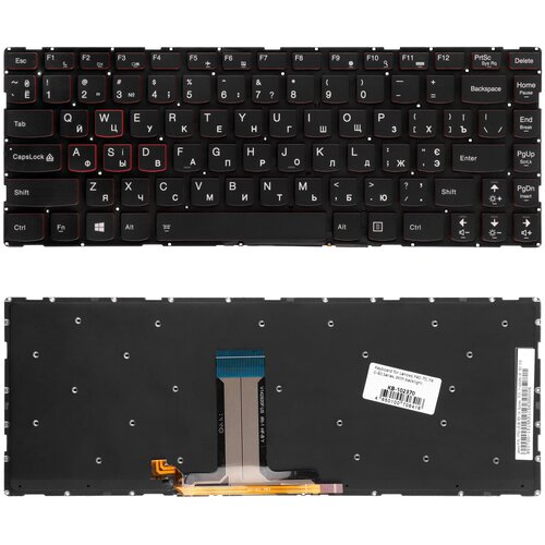 Клавиатура для ноутбука Lenovo Y40-70 Y40-80 Series Плоский Enter Черная без рамки С подсветкой PN V-142920NS1-UR 1857₽
