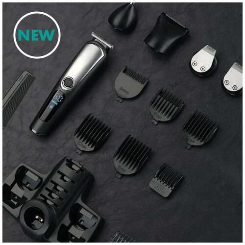 Профессиональный беспроводной триммер 5 в 1машинка для стрижки волосбороды и усовсалоннаядомашняяуход за волосамис дисплеемдля домасеребристый 229500₽