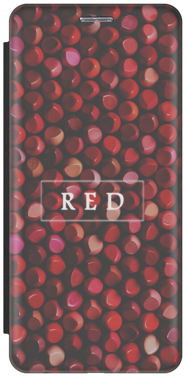 Чехол-книжка на Apple iPhone 12 Mini / Эпл Айфон 12 мини с рисунком "Red Lips" черный