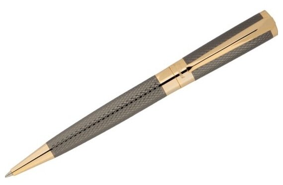 Ручка шариковая Delucci "Allegro", синяя, 1,0 мм, корпус цвет золото/оружейный металл, поворотный механизм, подарочная упаковка
