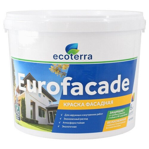 Краска латексная фасадная ECOTERRA Eurofacade 1,3кг белая