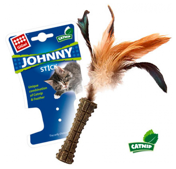 75334 Игрушка для кошек Спрессованная кошачья мята с перьями 8см, серия JOHNNY STICK - фотография № 13