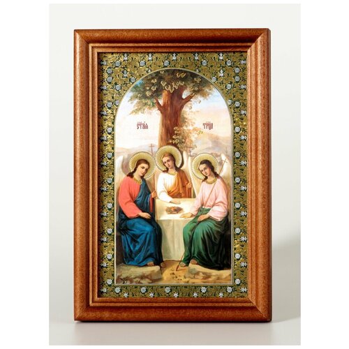 святая троица икона в рамке 8 9 5 см Икона в дер. рамке №1 11*22 Троица #57536
