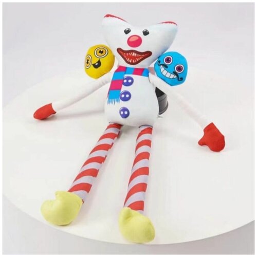 Кукла Плюшевая хаги ваги с двойной головой клоуна и снеговика, 60 см