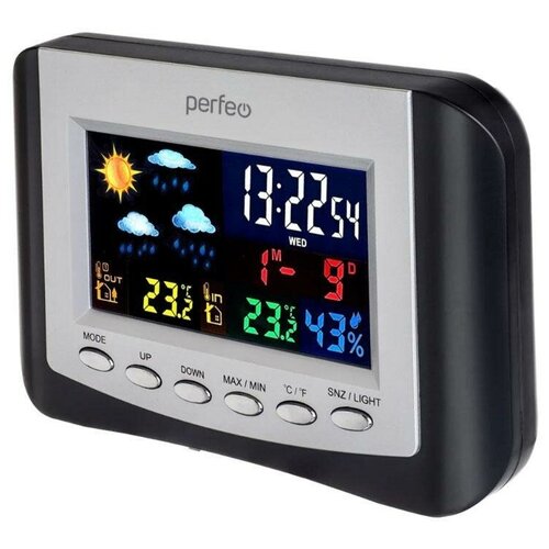 Perfeo Часы-метеостанция Сolor+, (PF-S3332BS) метеостанция meteo guide mg 01308 черный серебристый