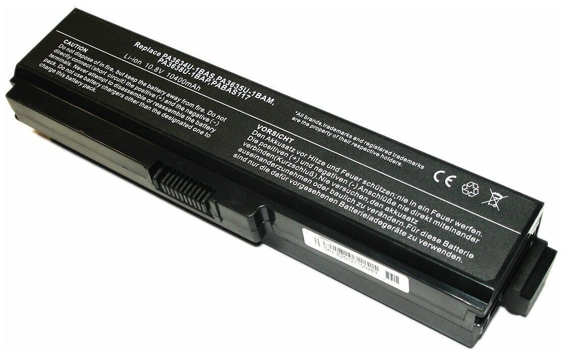 Аккумуляторная батарея для ноутбука Toshiba L750 (PA3634U-1BAS) 10400mAh 10.8V OEM черная
