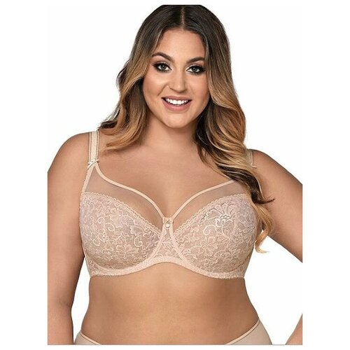 Комфортный бюстгальтер plus size на косточках с боковыми поддержками AVA | грязно-синий | 95G