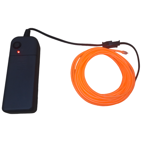 Led гибкий неон узкий (EL провод), 2,3 мм, оранжевый, 1 м, + Контроллер от батареек (комплект)