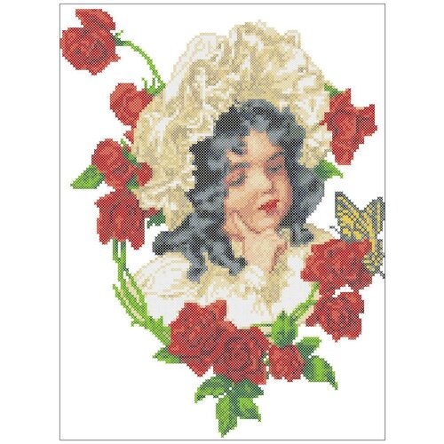 Девочка в розах(цена производителя). Набор счетным крестом каролинка набор для вышивания каролинка кткн 170 девочка в розах