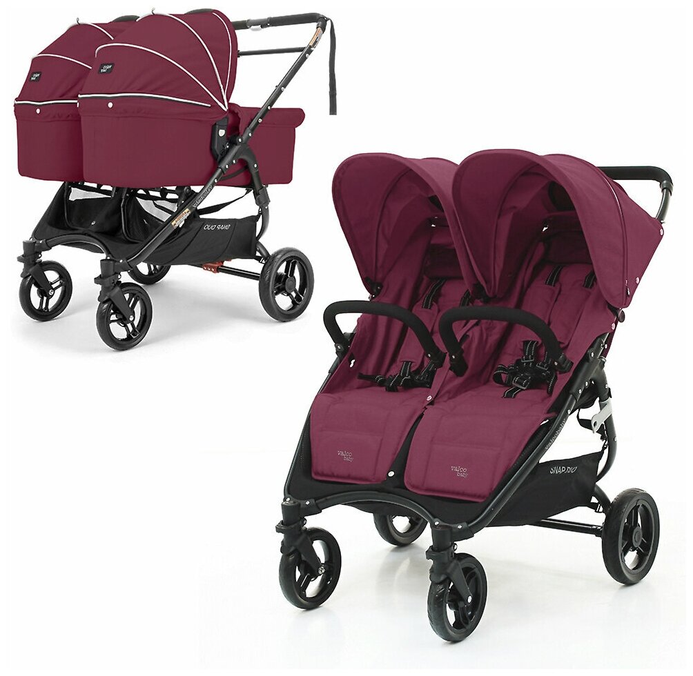 Коляска для двойни 2в1 Valco Baby Snap Duo, цвет Wine