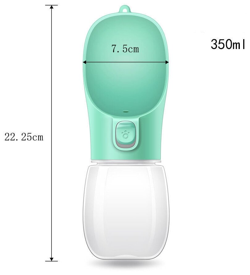 Портативная поилка для собак /переносная бутылка для прогулок /дорожная (Зеленая) (300мл) - фотография № 5