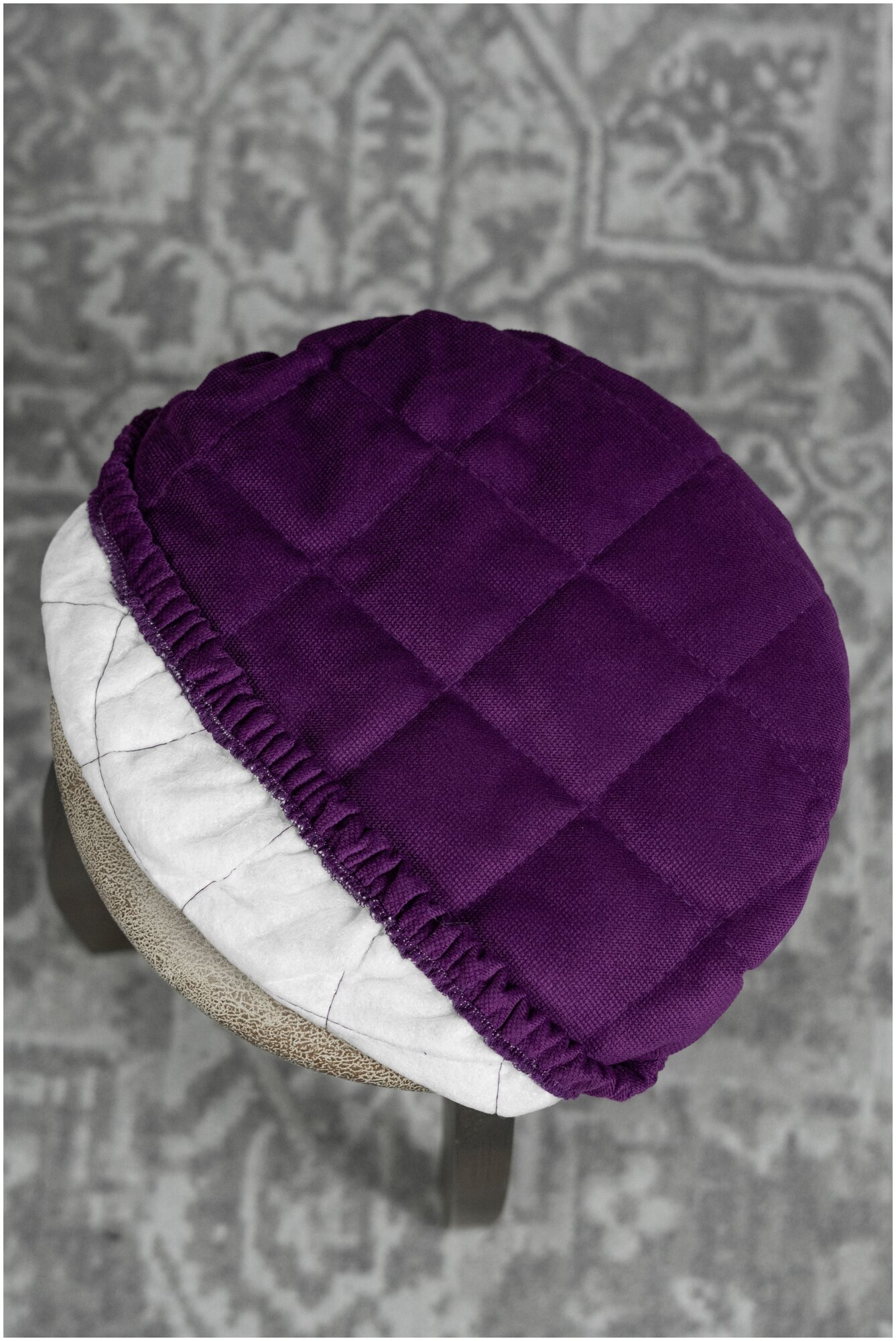 Уплотненный чехол на табурет с круглым сиденьем, 30см, фиолетовый