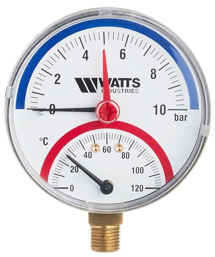 Термоманометр радиальный F+R828 WATTS Ind 10 бар 120°C 1/2