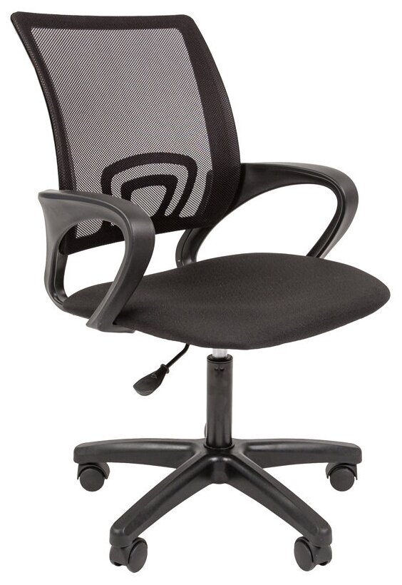 Кресло офисное Helmi HL-M96 R "Airy", спинка сетка черная/сиденье ткань черная, пиастра