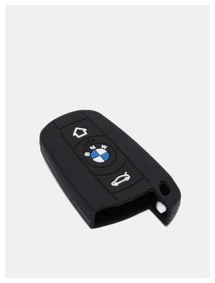 Чехол брелка сигнализации авто BMW черный силикон 4х7см.