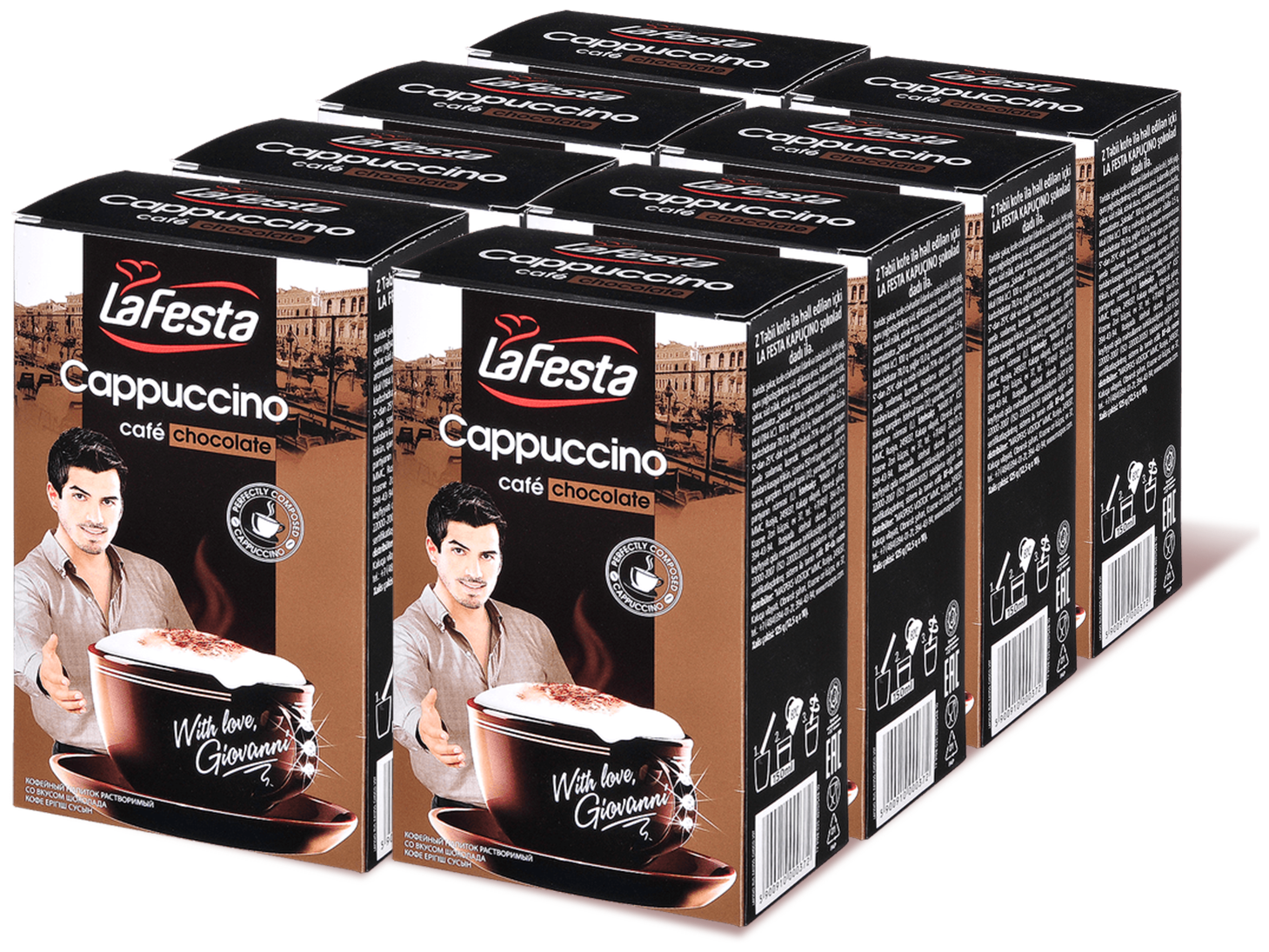 Кофейный напиток LAFESTA капучино "шоколад", 8 упаковок по 10 пакетиков*12,5 Г