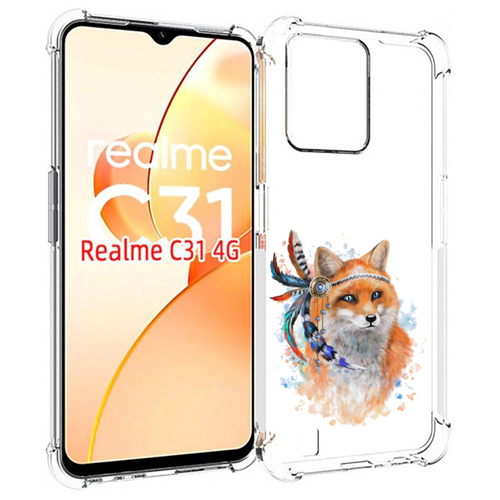 Чехол MyPads инду лиса для OPPO Realme C31 задняя-панель-накладка-бампер