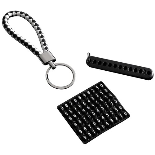 фото Брелок для ключей cartage, петля с номером сотового, черно-белый