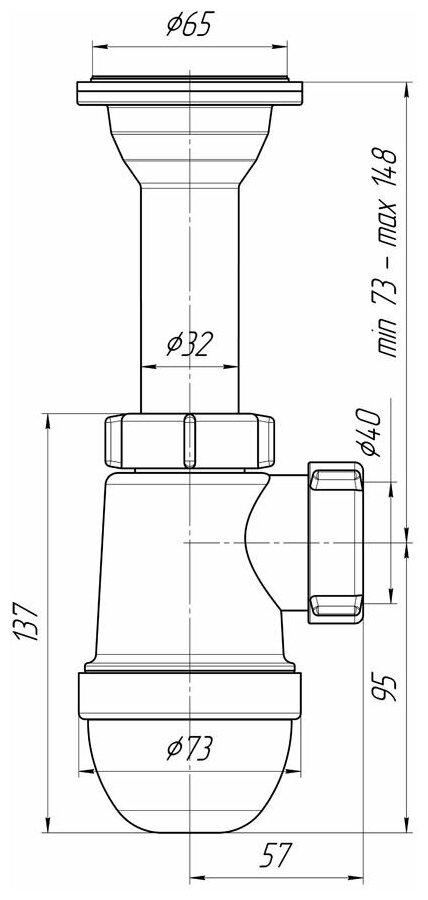 Сифон для кухонной мойки и раковины АНИ 1 1/4"40 с литым выпуском - фотография № 2
