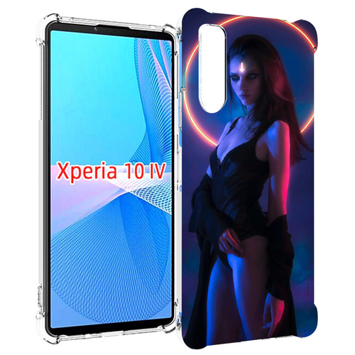 Чехол MyPads девушка с неоновым кругом женский для Sony Xperia 10 IV (10-4) задняя-панель-накладка-бампер чехол mypads девушка с мотоциклом для sony xperia 10 iv 10 4 задняя панель накладка бампер