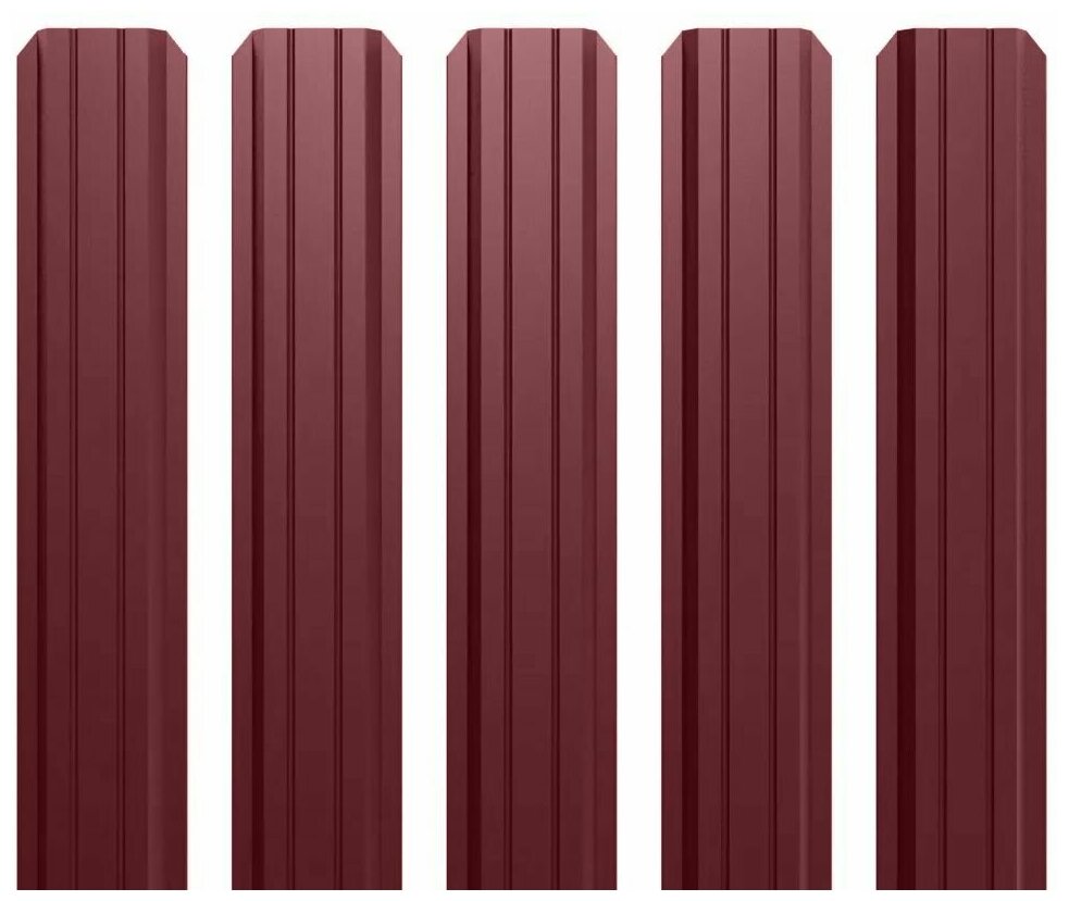 Штакетник металлический (евроштакетник) П-образный на забор (двусторонний цвет RAL 3005/3005 Красное Вино высота 0.5м ширина планки 85мм) - 10 шт