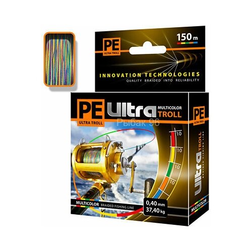 Леска-шнур Aqua PE Ultra Troll Multicolor 0,40mm 150m