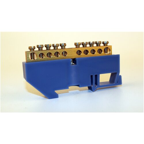 Комплект для электрощитка( Шины нулевые на синем и желтом DIN-изоляторе SEAMARK 6x9-10 отверстия