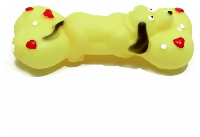 Игрушка пищащая "Косточка и пес" для собак, 15 х 6 см, жёлтая 7472715 - фотография № 1