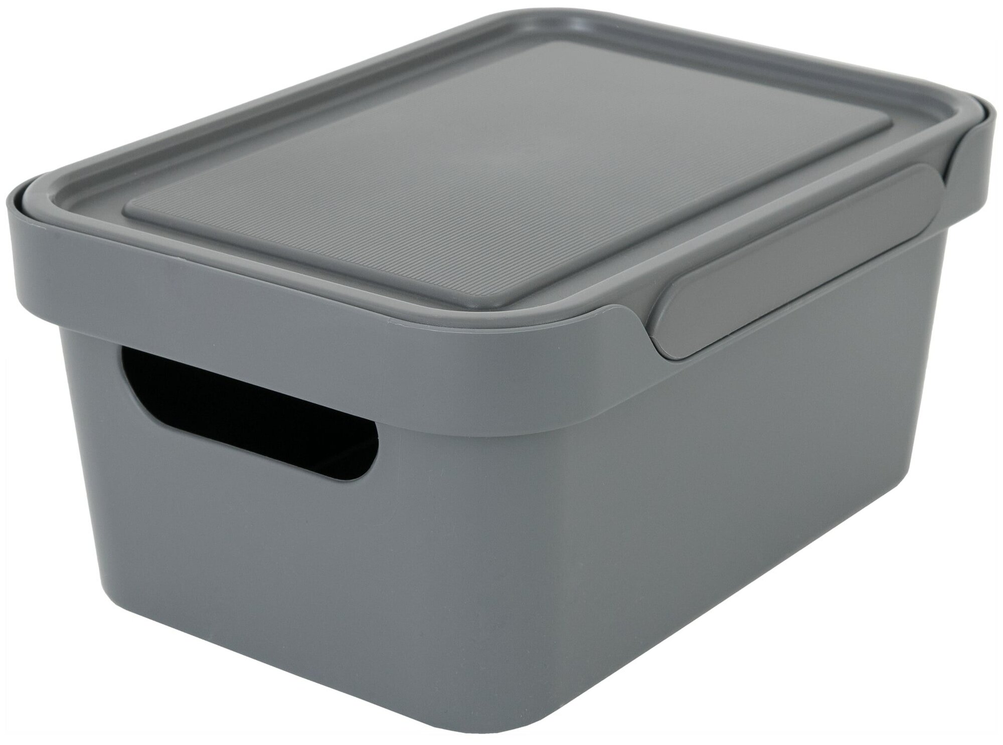 Ящик с крышкой, 270х190х120 мм, 4,6 л, полипропилен, цвет серый - фотография № 1