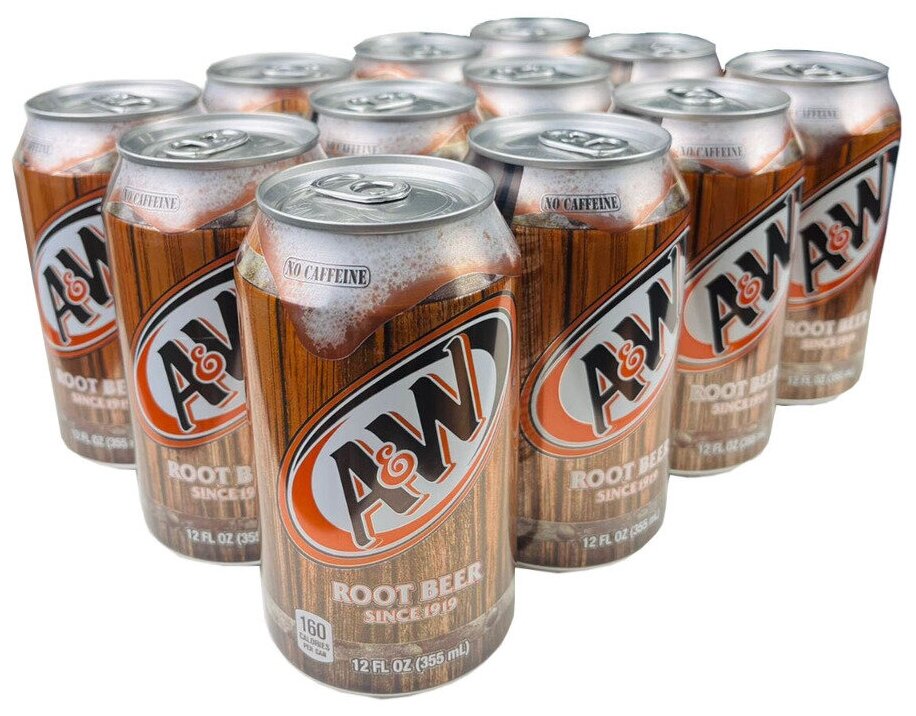 Газированный напиток A&W Root Beer (безалкогольное корневое пиво) (США), 355 мл (12 шт) - фотография № 4