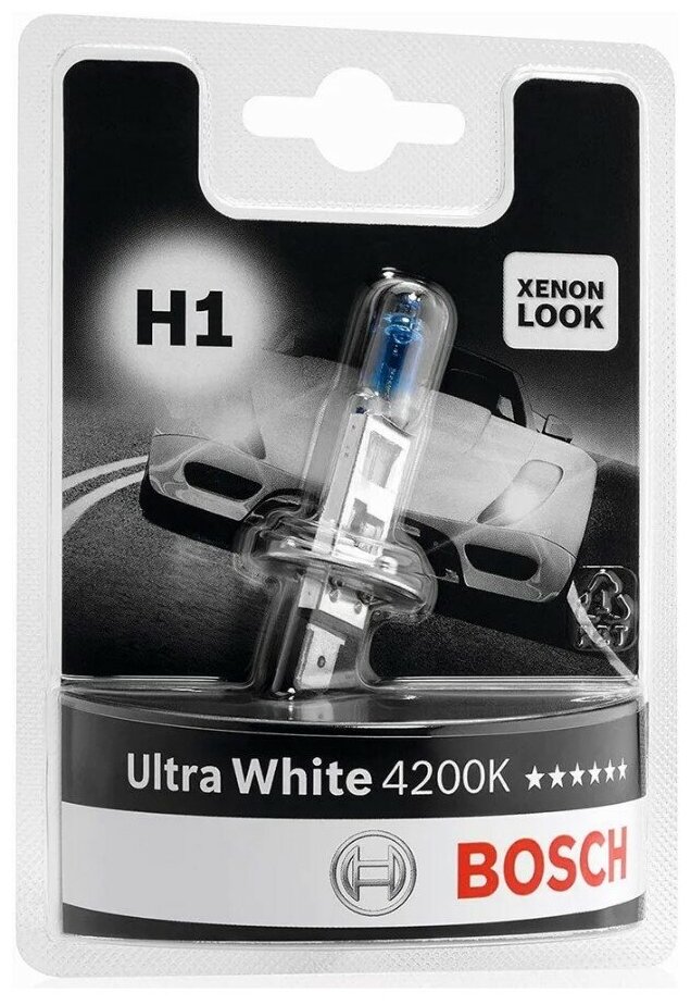 Лампа автомобильная BOSCH H1 ULTRA WHITE 12V 55W, 1987301088