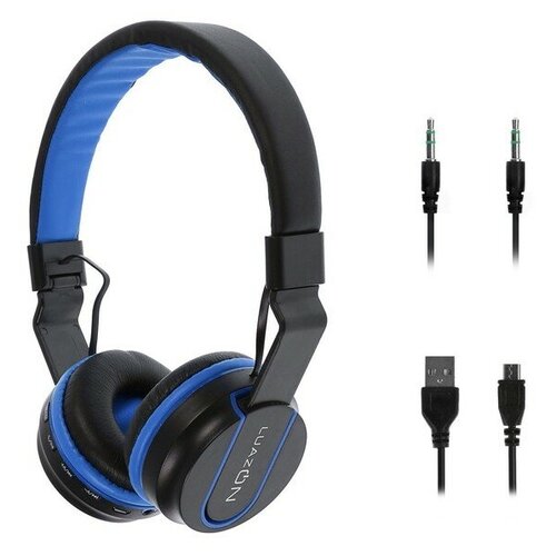 Наушники беспроводные LuazON HQ-3 складные микрофон microSD черно-синие 175800₽