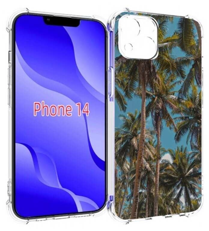 Чехол MyPads летние пальмы для iPhone 14 (6.1) задняя-панель-накладка-бампер