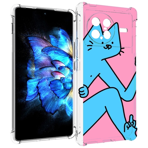 Чехол MyPads голубой кот в дверце для Vivo X Note 5G задняя-панель-накладка-бампер