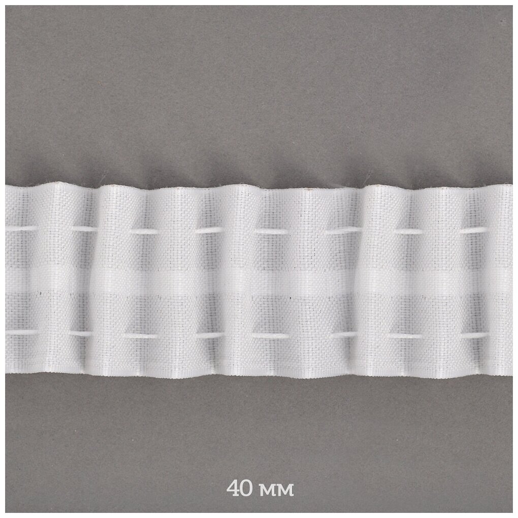 Лента шторная 40мм Caron сборка: универсальная арт.401 цв. белый рул. 100м