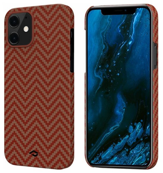 Чехол Pitaka MagEZ Case для iPhone 12 mini, цвет Красный/Оранжевый (Herringbone) (KI1207)