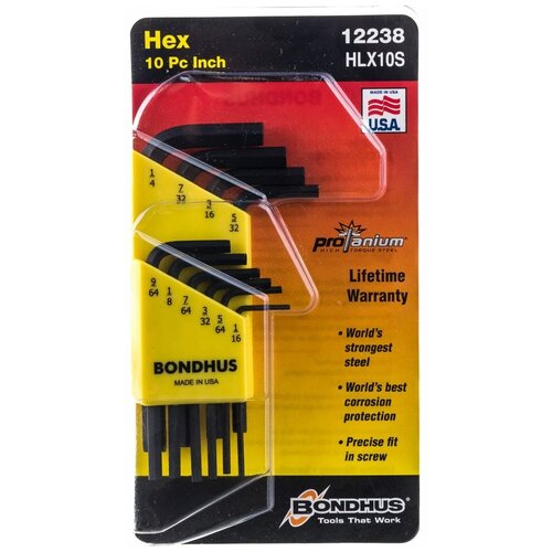 Набор из 10 дюймовых черных ключей BONDHUS S 1/16-1/4