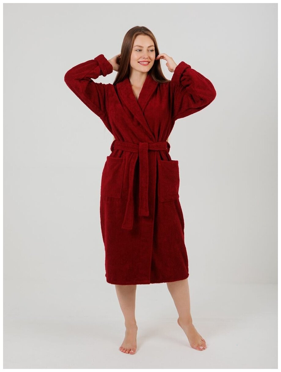 Халат махровый женский BIO-TEXTILES 52-54 коралловый домашний банный ...
