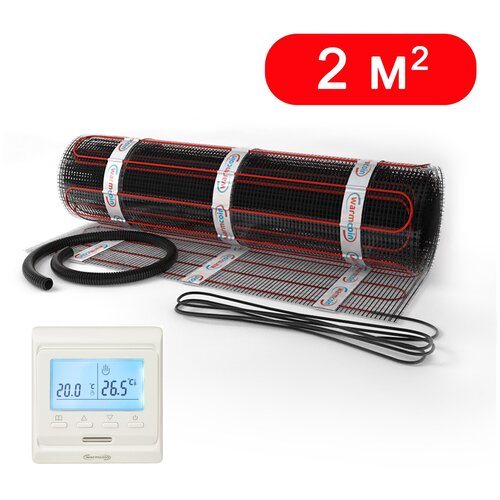 Теплый пол электрический нагревательный мат WarmCoin BLACK 2 мкв с терморегулятором 3480₽
