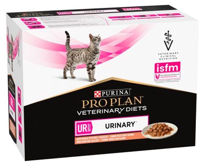 Влажный корм для кошек Pro Plan Veterinary Diets UR Urinary для лечения МКБ, с лососем 10 шт. х 85 г