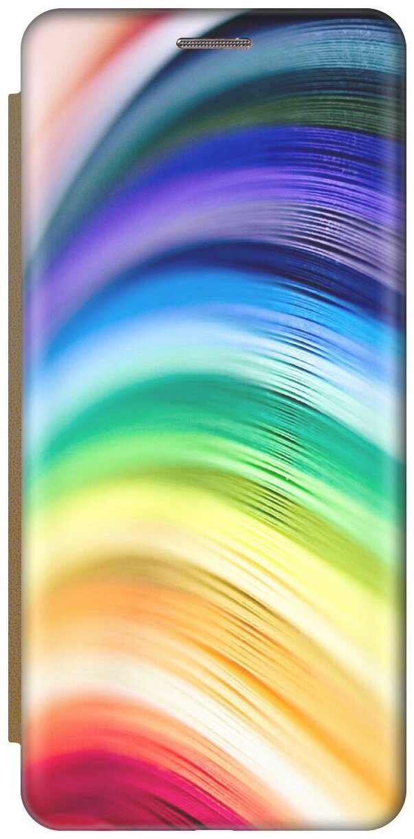 Чехол-книжка на Apple iPhone SE / 5s / 5 / Эпл Айфон 5 / 5с / СЕ с рисунком "Разноцветные нити" золотой