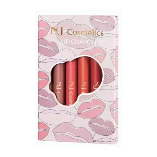 NJ Cosmetics набор матовых помад для губ с точилкой, тон A, оттенок разноцветный