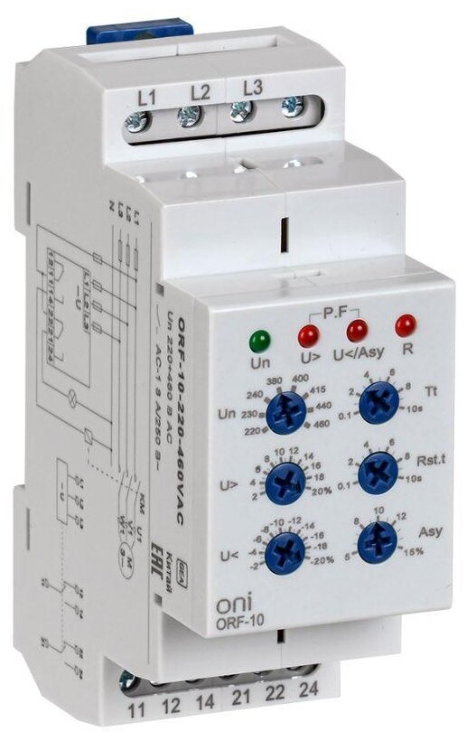 Реле фаз ORF 10 3ф. 2 конт. 220-460В AC ONI IEK ORF-10-220-460VAC (1 шт.)