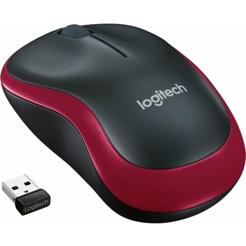 Мышь Logitech M185 черныйкрасный оптическая 1000dpi беспроводная USB11 для ноутбука 2but 172100₽
