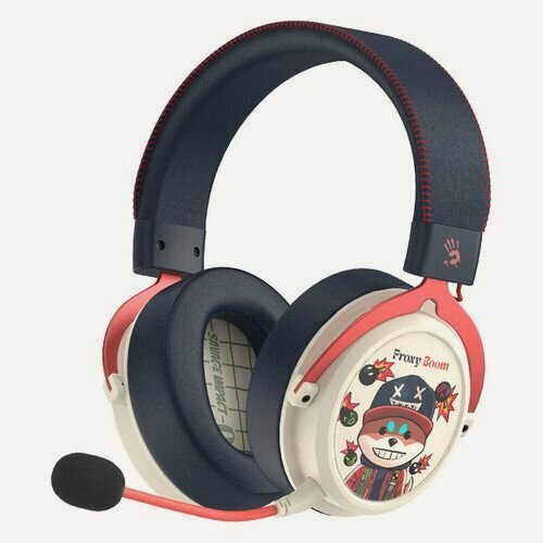 Изображение товара Гарнитура игровая A4TECH Bloody MR595 Proxy Boom, для компьютера и игровых консолей, мониторные, Bluetooth/радио, бежевый / черный