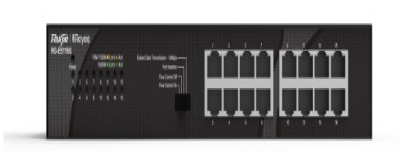 Коммутатор Reyee 16-Port 10/100/1000 Mbps Desktop SwitchPORT:16 10/100/1000 Mbps RJ45 PortsDesktop Steel Case (RG-ES116G) Ruijie - фото №6