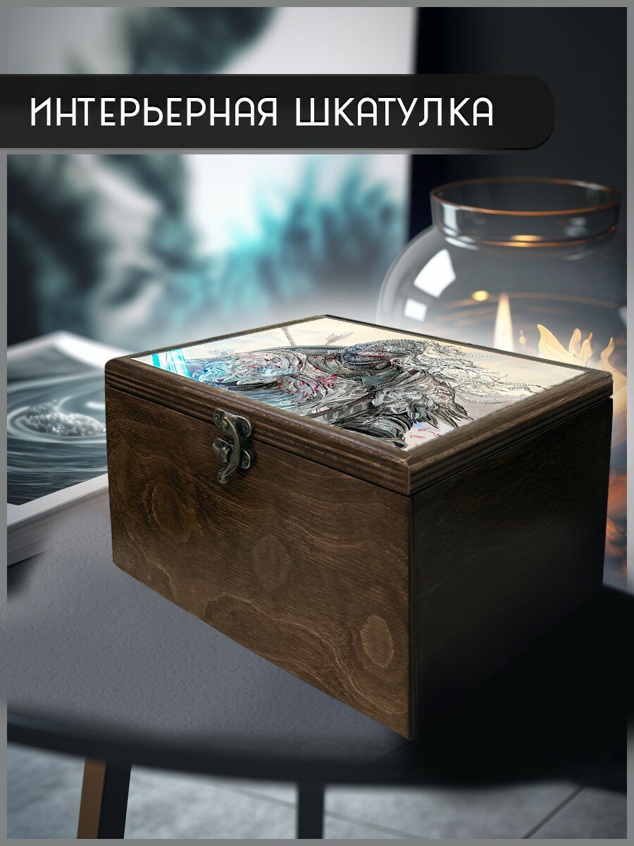 Шкатулка интерьерная для украшений универсальная 22x17x12 см игра Elden ring (Элден Ринг, воин, атмосфера, соулс, PC, PS) - 2131