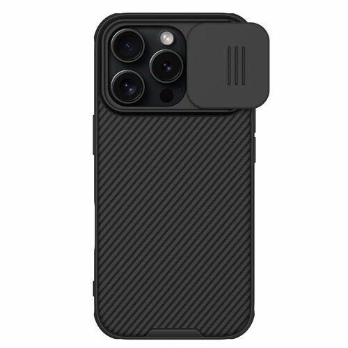 Чехол противоударный с сдвижной шторкой для камеры от Nillkin для iPhone 16 Pro, серия CamShield Pro Case черный