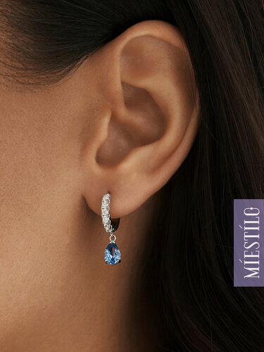 Изображение товара Серьги конго, с подвесками, серебро, 925 проба, родирование, фианит