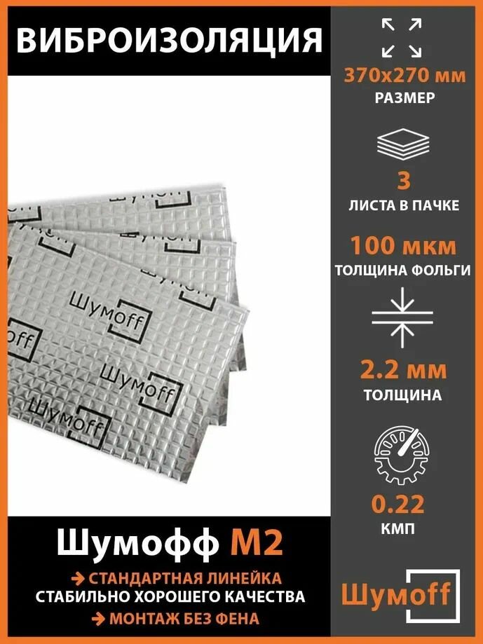 Виброизоляция Шумофф М2 (3 листа)